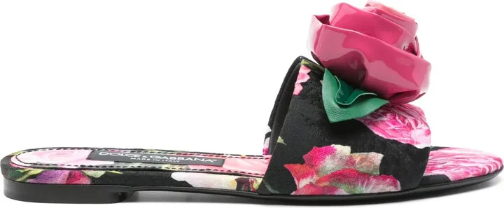 Floral-Print Slides