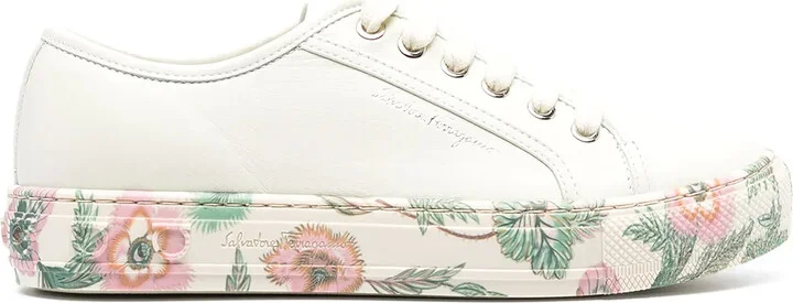 Floral-Trim Low-Top Sneakers