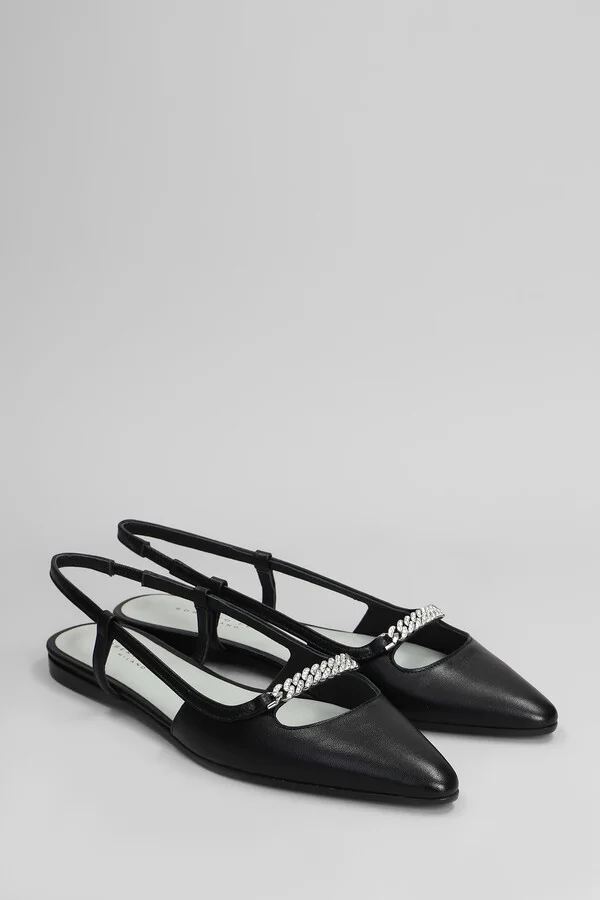 Floras Ballet Flats In Black Leather - Image 2