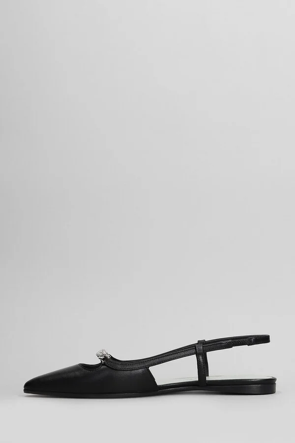 Floras Ballet Flats In Black Leather - Image 3