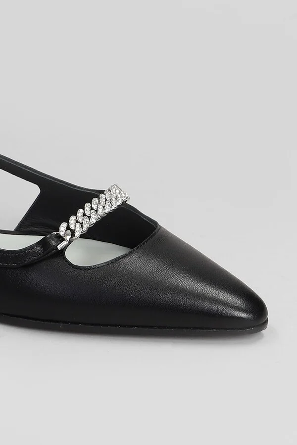 Floras Ballet Flats In Black Leather - Image 5