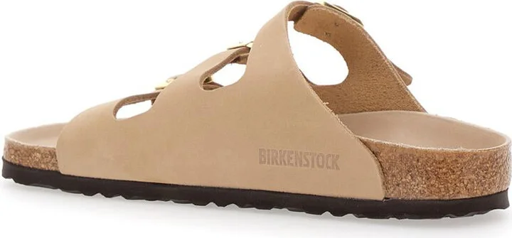 'Florida' Beige Sandals With Buckle With Logo Lettering In Leather Woman - Image 3