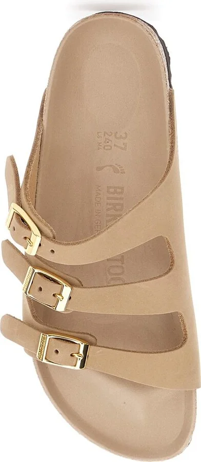 'Florida' Beige Sandals With Buckle With Logo Lettering In Leather Woman - Image 4