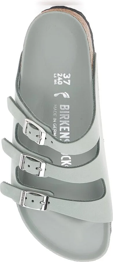 'Florida' Green Sandals With Buckle With Logo In Leather Woman - Image 3