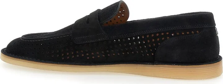 'florio' Black Loafers With Logo Detail On The Rear And Penny Slot In Suede Woman - Image 3