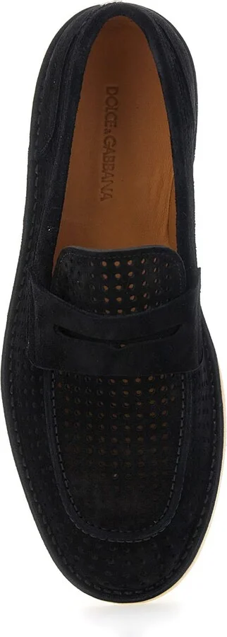 'florio' Black Loafers With Logo Detail On The Rear And Penny Slot In Suede Woman - Image 4