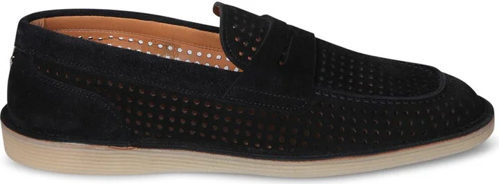 'Florio' Black Loafers With Logo Detail On The Rear And Penny Slot In Suede Woman