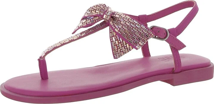 Florita Womens Embellished Bow Thong Sandals