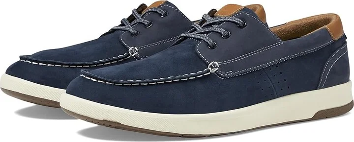 Florsheim Crossover Moc Toe Boat Shoes Men's Shoes Navy : 7 W (3E), Leather/Rubber