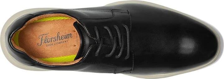 Florsheim Dash Plain Toe Oxford Men's Lace Up Wing Tip Shoes Black w/ White Sole : 7.5 M (D), Leather - Image 2
