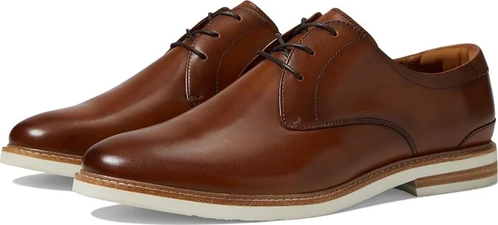 Florsheim Highland Plain Toe Oxford Men's Shoes Cognac Smooth/White Sole : 7.5 M (D), Leather/Canvas