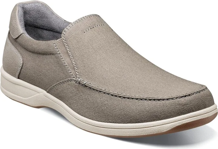 Florsheim Lakeside Canvas Moc Toe Slip-On Gray Canvas 7.5 W (3E)