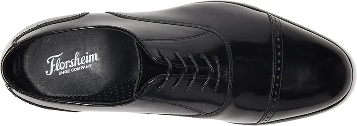 Florsheim Lexington Perfed Tip Men's Lace Up Cap Toe Shoes Black Legacy : 7 D (M), Leather - Image 3