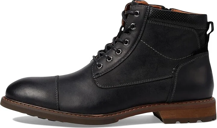 Florsheim Lodge Cap Toe Lace-Up Boot Men's Shoes Black Crazy Horse : 7 M (D), Leather - Image 6
