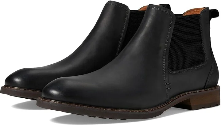 Florsheim Lodge Plain Toe Gore Boot Men's Shoes Black Crazy Horse : 7 M (D), Leather