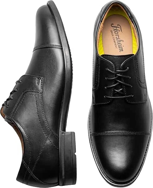 Florsheim Men's Finance Leather Cap Toe Lace-up Oxfords Black