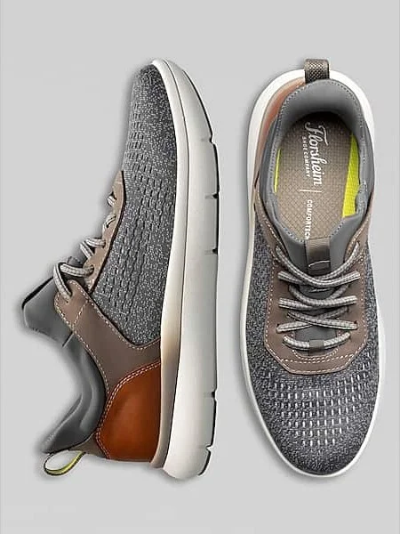 Florsheim Men's Fleet Knit Elastic Lace Sneakers Gray