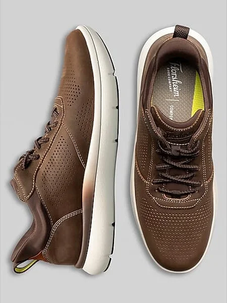 Florsheim Men's Fleet Perforated Toe Elastic Lace Sneaker Brown Chocolate