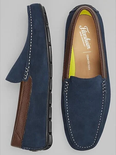 Florsheim Men's Motor Leather Moc Toe Venetian Loafers Navy