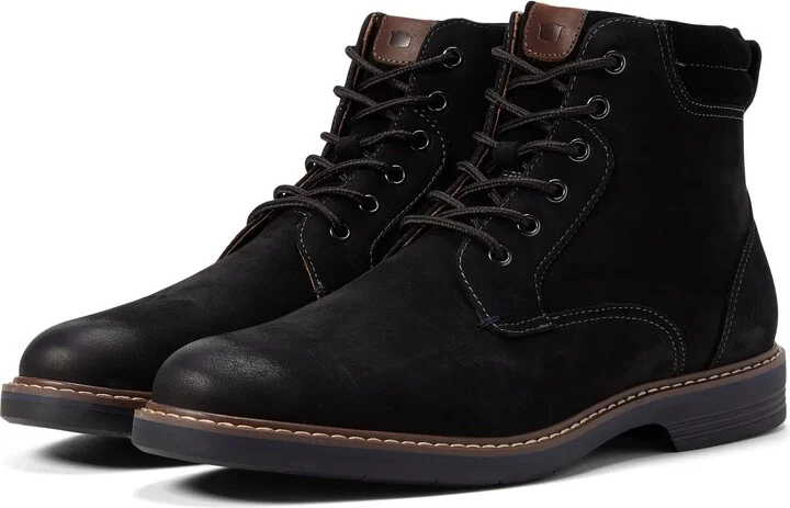 Florsheim Men's Norwalk Plain Toe Lace-Up Boot Black Milled Nubuck 9.5 Wide