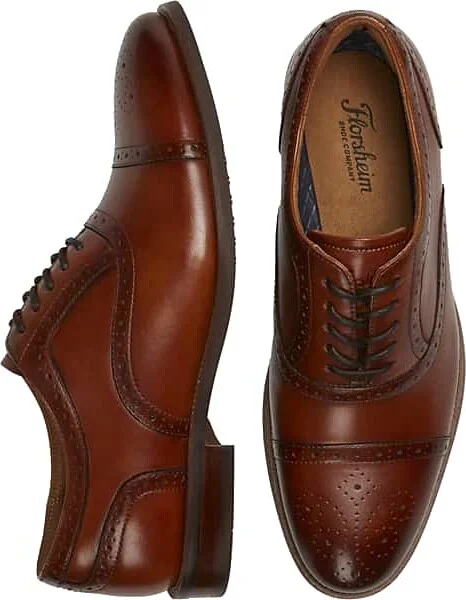 Florsheim Men's Remi Leather Medallion Cap Toe Oxfords Cognac