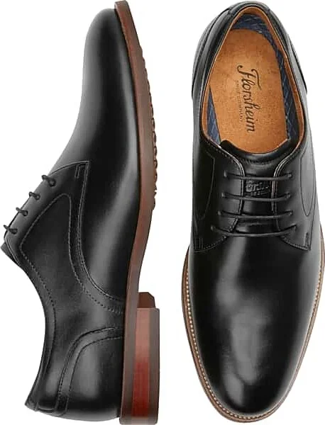 Florsheim Men's Remi Leather Plain Toe Lace-Up Oxfords Black