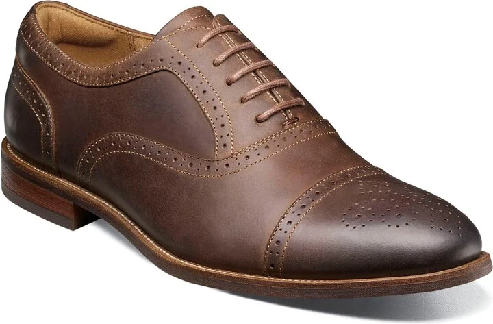 Florsheim Men's Rucci Cap Toe Bal Oxford Brown Crazy Horse 7 Wide