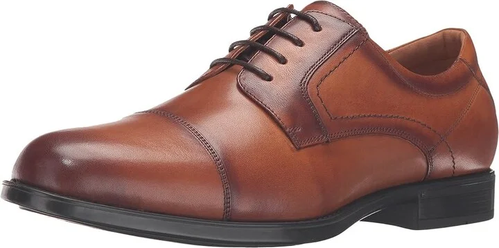Florsheim Midtown Cap Toe Oxford Men's Lace Up Cap Toe Shoes Cognac Smooth : 7.5 D (M), Full Grain leather - Image 2