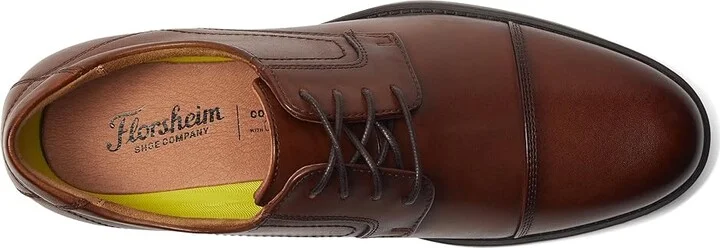 Florsheim Midtown Cap Toe Oxford Men's Lace Up Cap Toe Shoes Cognac Smooth : 7.5 D (M), Full Grain leather - Image 3