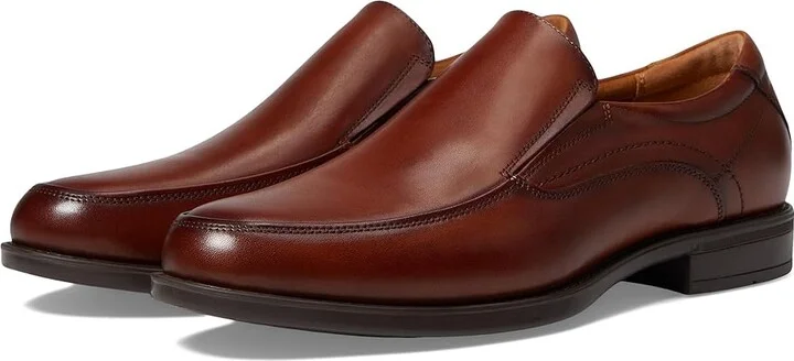 Florsheim Midtown Moc Toe Slip-On Men's Lace Up Moc Toe Shoes Cognac Smooth : 7 D (M), Full Grain leather