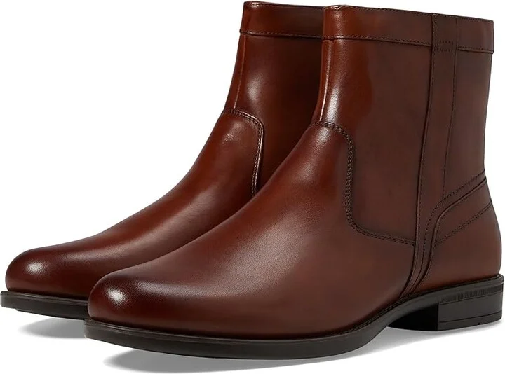Florsheim Midtown Plain Toe Zipper Boot Men's Dress Zip Boots Cognac : 11.5 M (D), Leather