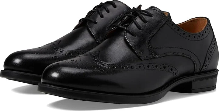Florsheim Midtown Wingtip Oxford Men's Lace Up Wing Tip Shoes Black Smooth : 7 D (M), Full Grain leather