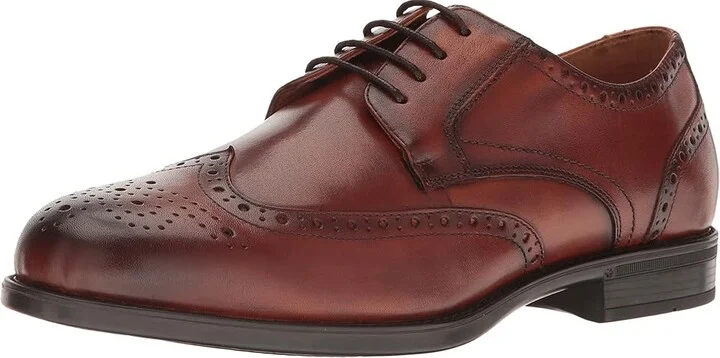 Florsheim Midtown Wingtip Oxford Men's Lace Up Wing Tip Shoes Cognac Smooth : 7 D (M), Full Grain leather - Image 2