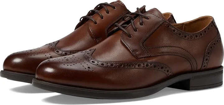 Florsheim Midtown Wingtip Oxford Men's Lace Up Wing Tip Shoes Cognac Smooth : 7 D (M), Full Grain leather