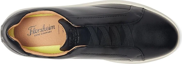 Florsheim Monopoli Elastic Lace To Toe Sneakers Men's Slip on Shoes Black : 10 W (3E), Leather - Image 2