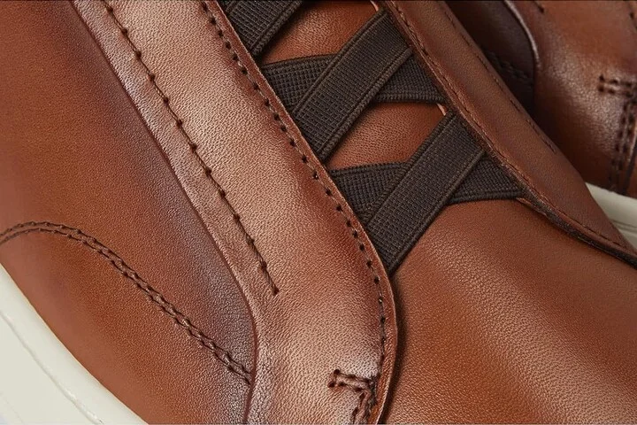 Florsheim Monopoli Elastic Lace To Toe Sneakers Men's Slip on Shoes Cognac : 14 M (D), Leather - Image 7