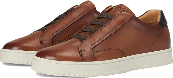 Florsheim Monopoli Elastic Lace To Toe Sneakers Men's Slip on Shoes Cognac : 14 M (D), Leather