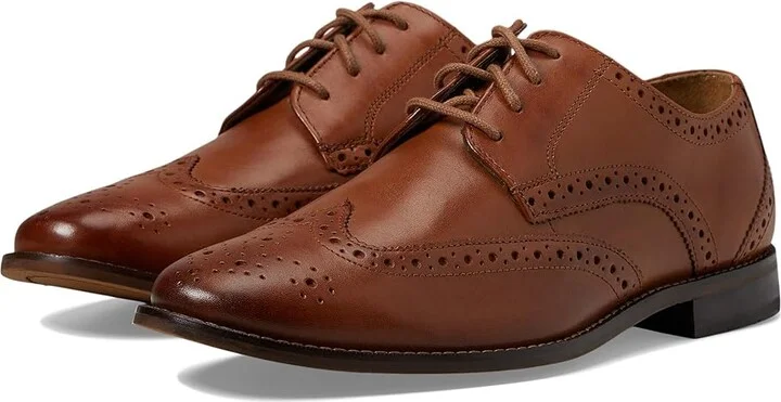 Florsheim Montinaro Wingtip Oxford Men's Lace Up Wing Tip Shoes Saddle Tan Smooth : 10 M (D), Leather/Synthetic