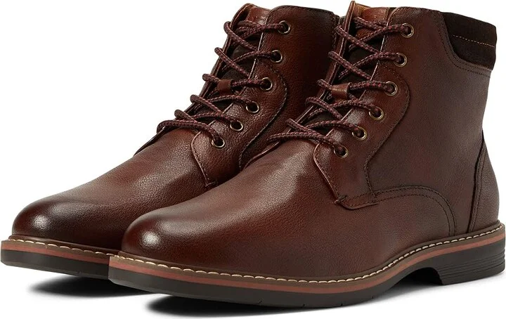 Florsheim Norwalk Plain Toe Lace-Up Boot Men's Shoes Cognac Smooth Leather : 7.5 M (D), Suede