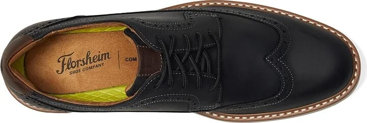 Florsheim Norwalk Wingtip Oxford Men's Lace Up Wing Tip Shoes Black Crazy Horse : 8 W (3E), Lace/Nubuck/Suede - Image 2