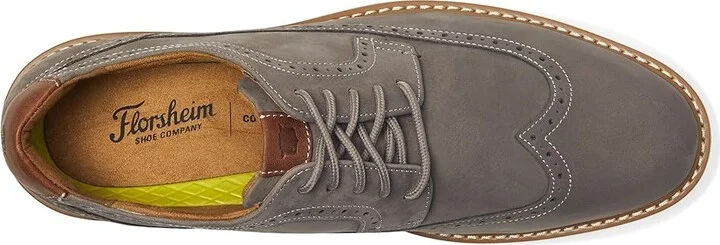 Florsheim Norwalk Wingtip Oxford Men's Lace Up Wing Tip Shoes Gray Nubuck : 9.5 W (3E), Lace/Nubuck/Suede - Image 2