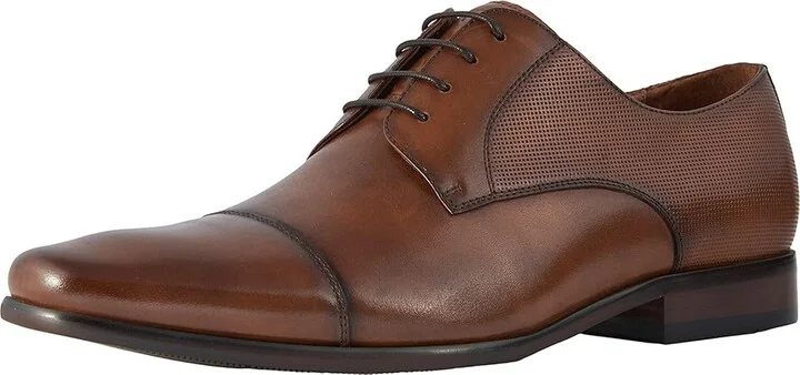 Florsheim Postino Cap Toe Oxford Men's Lace Up Cap Toe Shoes Cognac Smooth/Perf : 7 D (M), Leather - Image 2