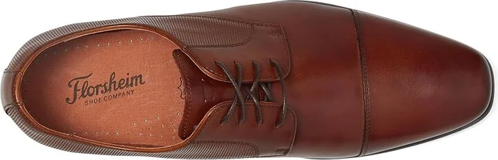 Florsheim Postino Cap Toe Oxford Men's Lace Up Cap Toe Shoes Cognac Smooth/Perf : 7 D (M), Leather - Image 3