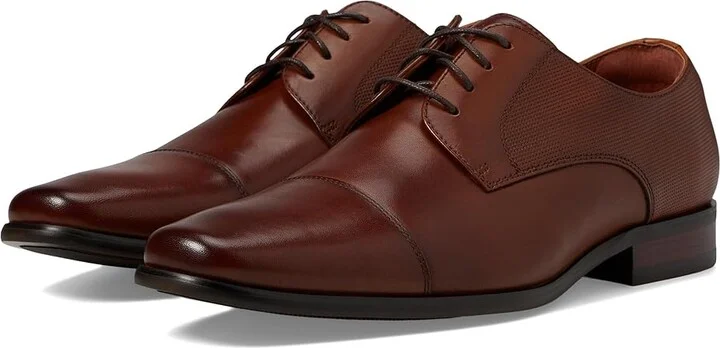 Florsheim Postino Cap Toe Oxford Men's Lace Up Cap Toe Shoes Cognac Smooth/Perf : 7 D (M), Leather