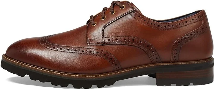 Florsheim Renegade Wing Tip Oxford Men's Lace Up Wing Tip Shoes Cognac : 9 M (D), Leather - Image 6