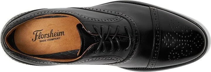 Florsheim Rucci Cap Toe Bal Oxford Men's Lace Up Wing Tip Shoes Black : 9 M (D), Leather - Image 2
