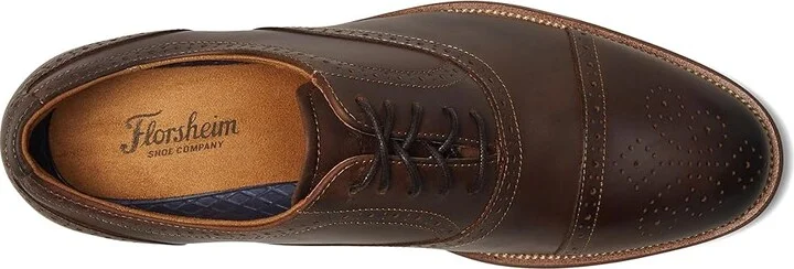 Florsheim Rucci Cap Toe Bal Oxford Men's Lace Up Wing Tip Shoes Brown Crazy Horse : 11 W (3E), Leather - Image 2