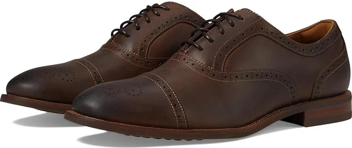 Florsheim Rucci Cap Toe Bal Oxford Men's Lace Up Wing Tip Shoes Brown Crazy Horse : 11 W (3E), Leather