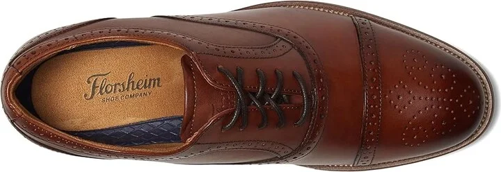 Florsheim Rucci Cap Toe Bal Oxford Men's Lace Up Wing Tip Shoes Cognac : 10 M (D), Leather - Image 2