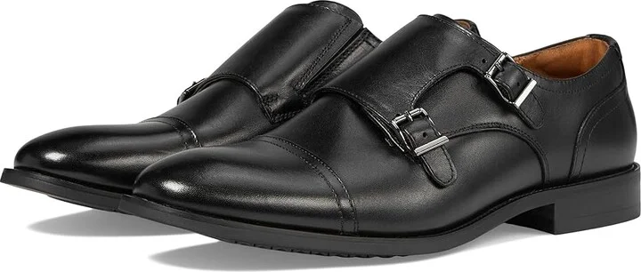 Florsheim Rucci Cap Toe Double Monk Oxford Men's Lace Up Wing Tip Shoes Black : 8.5 W (3E), Leather